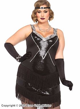 20s Flapper, Kostüm-Kleid, Fransen, Pailletten, Plus Size